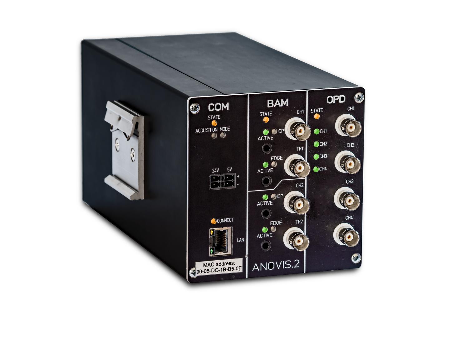 Simcenter Anovis Signal Recorder - DIN-rail housing - 2 channels with integrated 4-channel OPD module